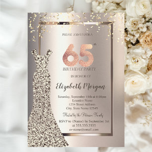 Invitation Sequins Robe Confetti Ivoire 65e anniversaire