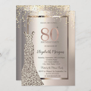 Invitation Sequins Robe Confetti Ivoire 80e anniversaire