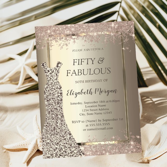 Invitation Sequins Robe Parties scintillant Confetti 50e Anni (Créateur téléchargé)