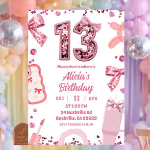Invitation Sequins Rose Arc adolescent Anniversaire