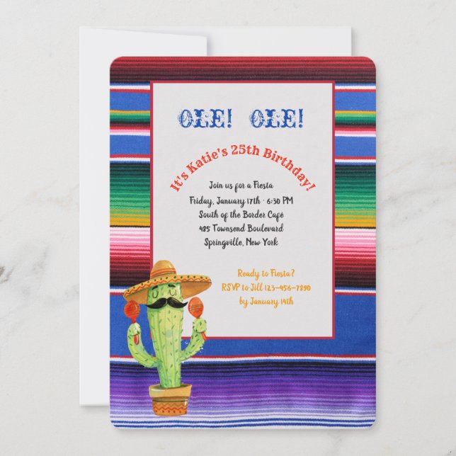 Invitation Serape Fiesta (Devant)