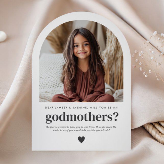 Invitation Seras-Tu La Marraine Proposition De Photo Arch (Zazzle Will You Be My Godmothers Arch Photo Proposal Invitation)