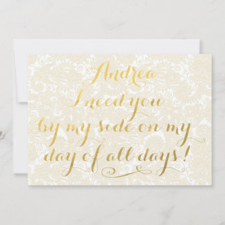 Invitation Seras-Tu Ma Calligraphie D'Or D'Époux