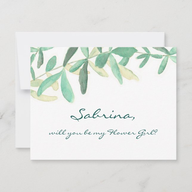 Invitation Seras-tu ma Demoiselle d'Honneur Botanique Moderne (Devant)