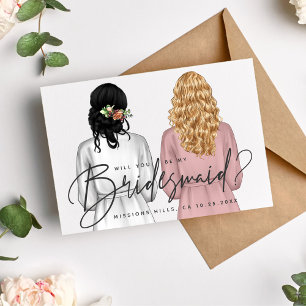 Invitation Seras-tu ma demoiselle d'honneur? Filles en peigno