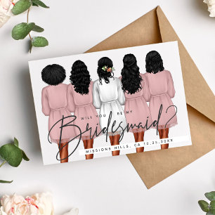 Invitation Seras-tu ma demoiselle d'honneur? Filles en peigno