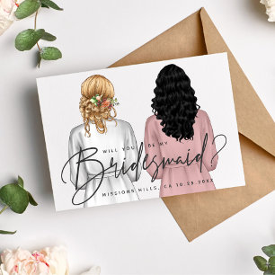 Invitation Seras-tu ma demoiselle d'honneur? Filles en robe d