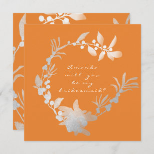 Invitation Seras-Tu Ma Femme D'Accueil Orange Silver Wreath