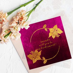 Invitation Seras-Tu Ma Femme D'Accueil Rose Fuchsia Velvet Or