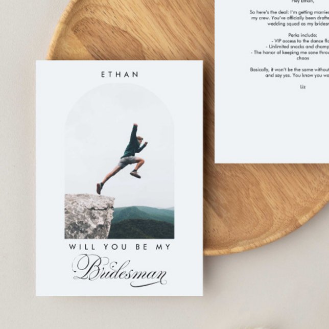 Invitation Seras-tu mon Bridesman Minimal Photo Moderne Arche (Créateur téléchargé)