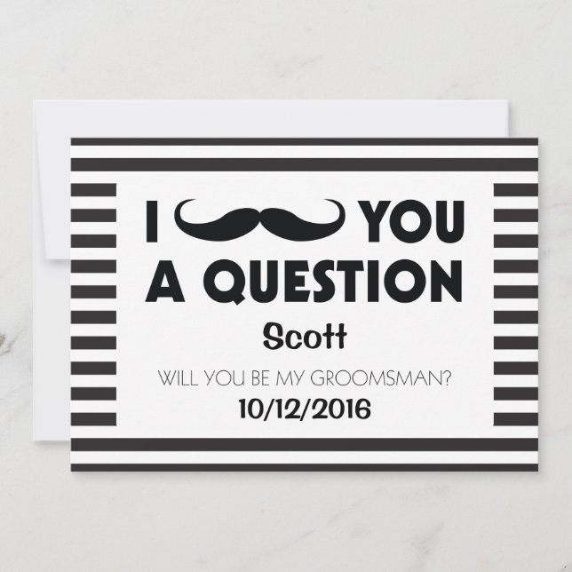 Invitation Seras-tu mon garçon d'honneur Moustache Rayures No (Devant)