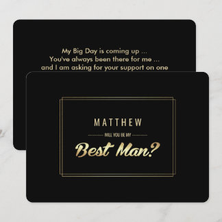 Invitation Seras-tu mon Meilleur Homme ? Mariage d'or noir