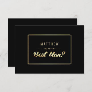 Invitation Seras-tu mon Meilleur Homme ? Mariage d'or noir