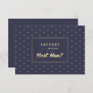 Invitation Seras-tu mon Meilleur Homme ? Marine Blue Gold