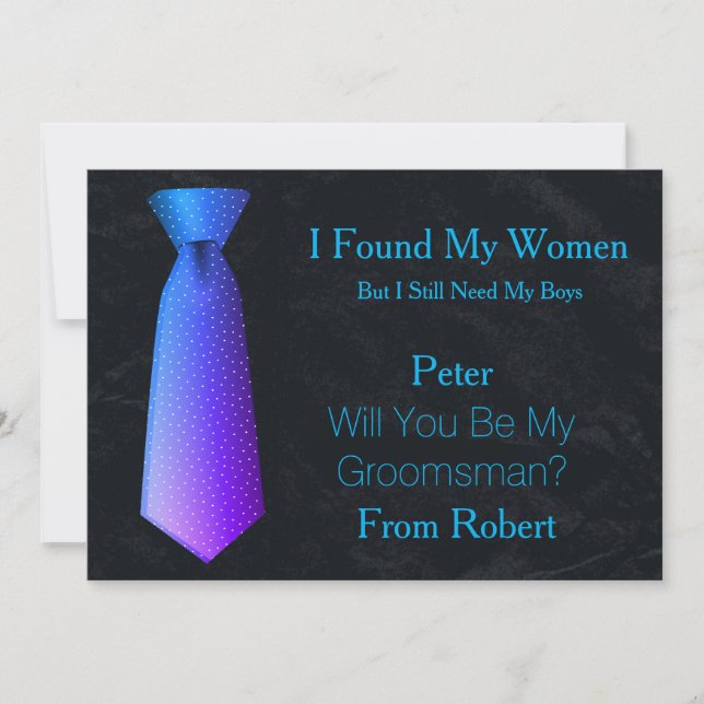 Invitation Seras-tu mon témoin de mariage Cravate sarcelle et (Devant)