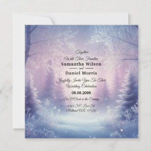 Invitation Sérénade de mariage Lavande Hiver Chute de Neige