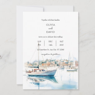 Invitation Serene Coastal Town Voiliers Harbour Beach Wedding