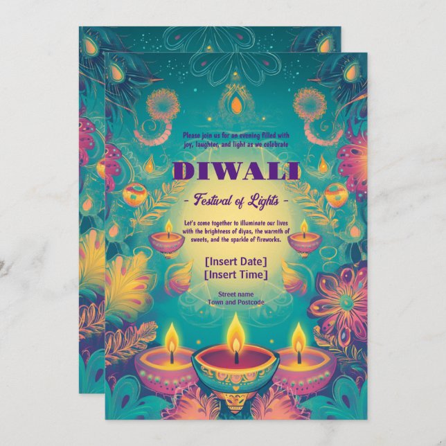 Invitation Serene Diwali Grace (Devant / Derrière)