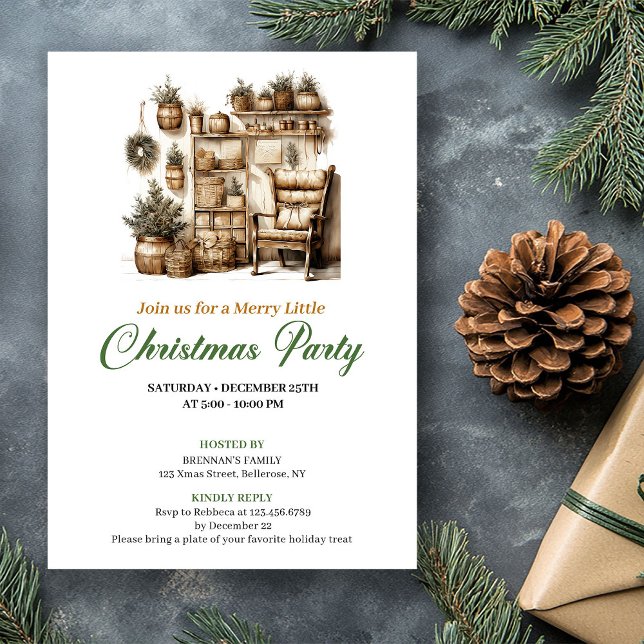 Invitation Serene Earthy Colors Christmas Nook Holiday Card (Serene Earthy Colors Christmas Tree Holiday Card)