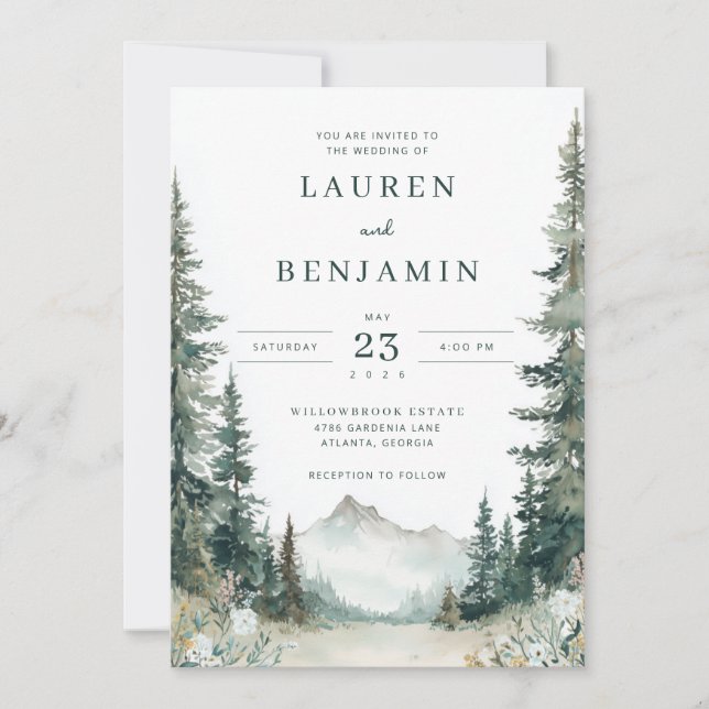 Invitation Serene Mountain Wedding (Devant)