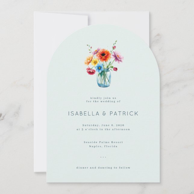 Invitation Serene Pastel Watercolor Floral Jar (Devant)