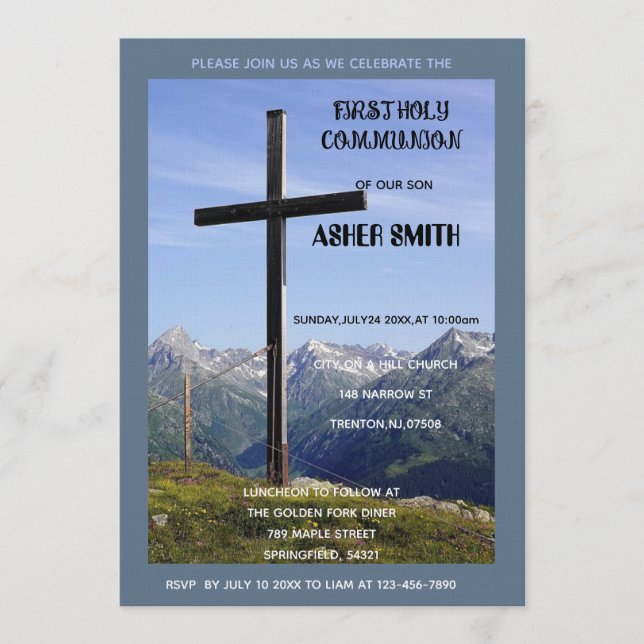 Invitation sérène pour la Première Communion avec  (Devant)