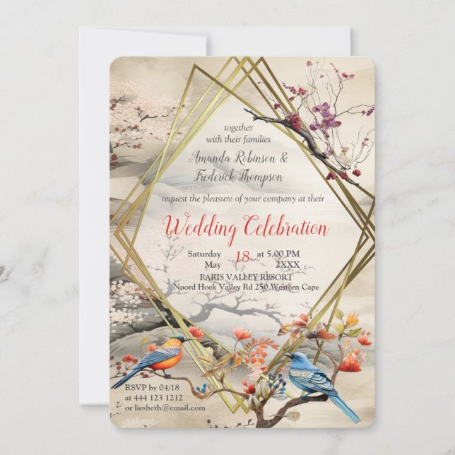 Invitation Serene Tranquillité thème japonais (Devant)