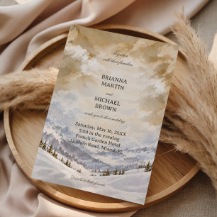Invitation Sérénité alpine de montagne à l'aquarelle en hiver