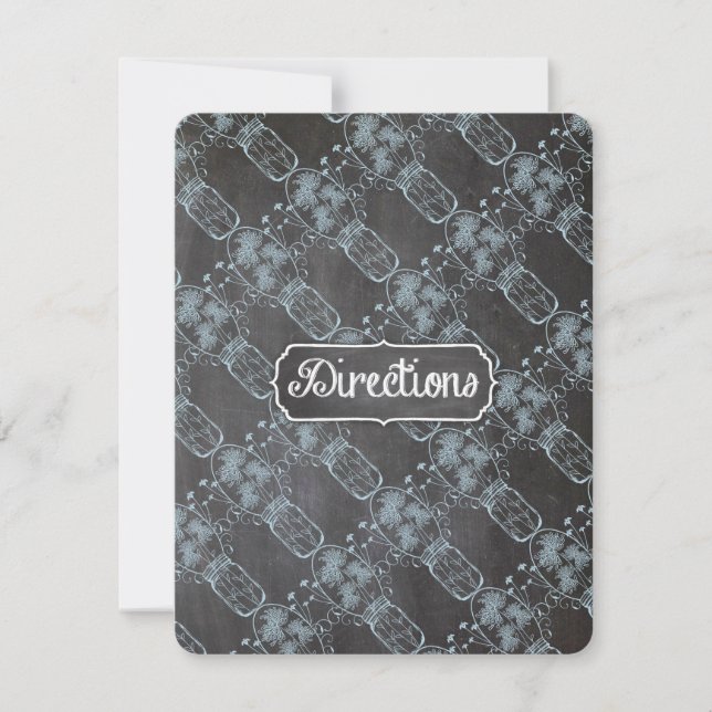 Invitation Sérénité Rustique Bleu Mariage Pot Mason Ardoise (Devant)