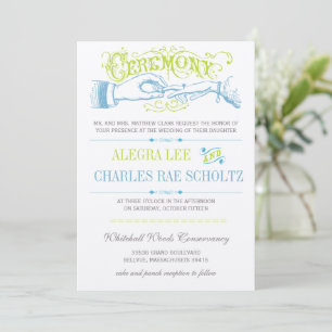 Invitation Serenity Blue Moderne Typographie Vintage Invitati