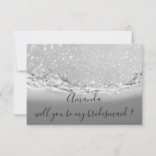 Invitation Serez-vous Bridesmaid Grey Parties scintillant Océ