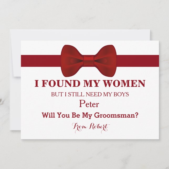 Invitation Serez-Vous Ma Cravate Groomsman Red Bow (Devant)
