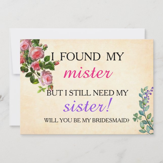 Invitation Serez-vous ma demoiselle d'honneur ? (Devant)