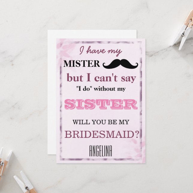 Invitation Serez-vous ma demoiselle d'honneur ? (Devant/Arrière en situation)