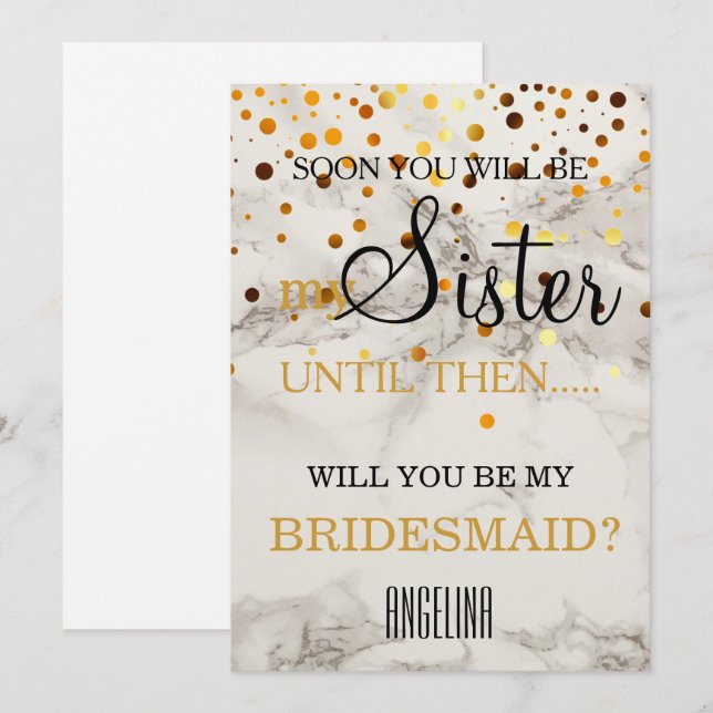 Invitation Serez-vous ma demoiselle d'honneur ? Arrière - pla (Devant / Derrière)