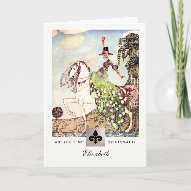Invitation Serez-vous ma demoiselle d'honneur ? Art vintage (Devant)