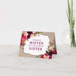 Invitation Serez-vous ma demoiselle d'honneur, Bourgogne Flor