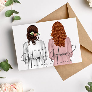 Invitation Serez-vous ma demoiselle d'honneur? Filles en Robe