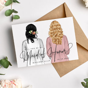 Invitation Serez-vous ma demoiselle d'honneur? Filles en Robe