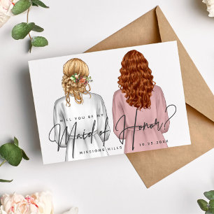 Invitation Serez-vous ma demoiselle d'honneur? Filles en Robe