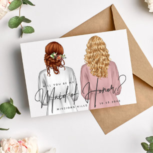 Invitation Serez-vous ma demoiselle d'honneur? Filles en Robe