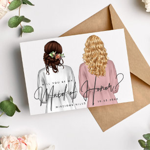 Invitation Serez-vous ma demoiselle d'honneur? Filles en Robe