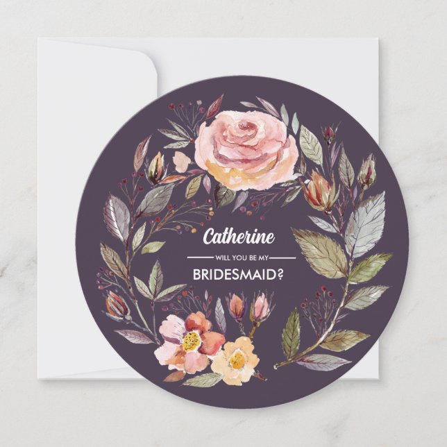 Invitation Serez-vous ma demoiselle d'honneur ? Fleur d'autom (Devant)