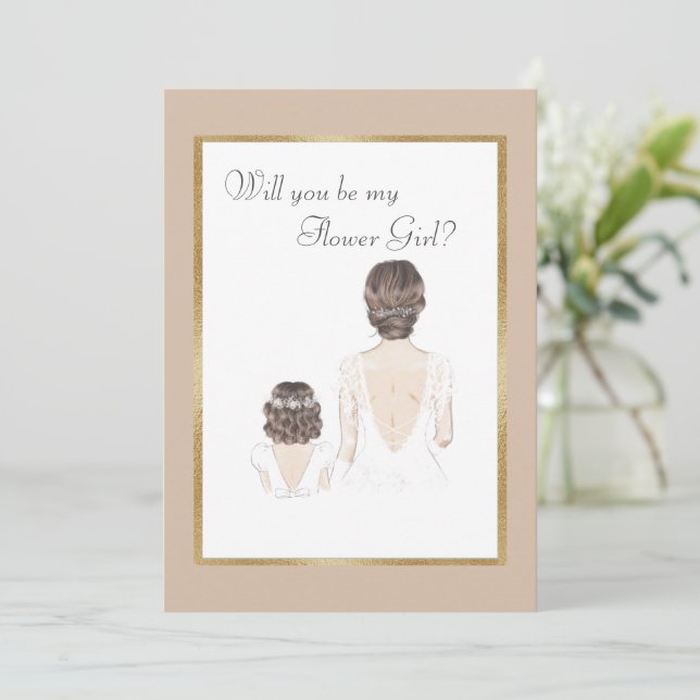 Invitation Serez-vous ma Demoiselle d'Honneur Mariage Or (Debout devant)