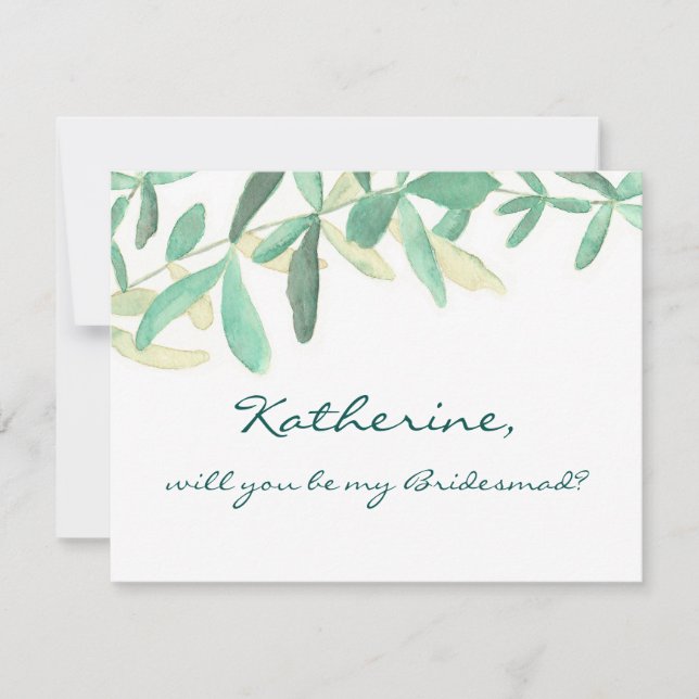 Invitation Serez-vous ma demoiselle d'honneur Moderne Botaniq (Devant)