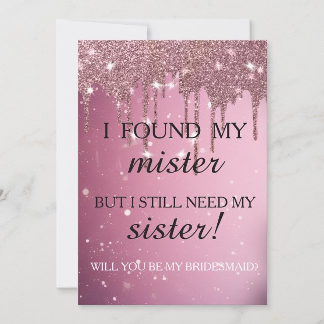 Invitation Serez-vous ma demoiselle d'honneur ? Rose Gold Dri (Devant)