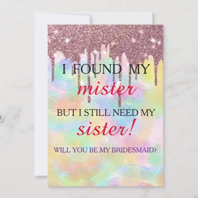 Invitation Serez-vous ma demoiselle d'honneur ? Rose Gold Dri (Devant)