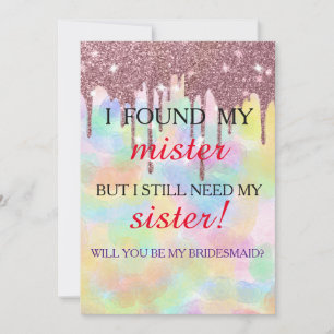 Invitation Serez-vous ma demoiselle d'honneur ? Rose Gold Dri