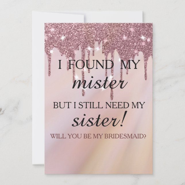 Invitation Serez-vous ma demoiselle d'honneur ? Rose Gold Dri (Devant)