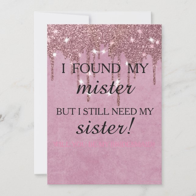 Invitation Serez-vous ma demoiselle d'honneur ? Rose Gold Dri (Devant)